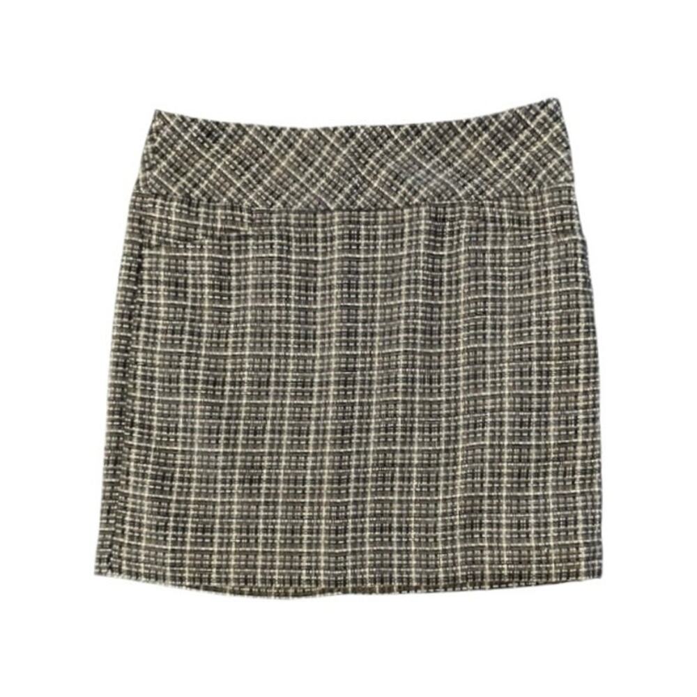 Ann Taylor LOFT Multicolor Woven Tweed Back Zip Mini Skirt Preppy Textured SZ 6